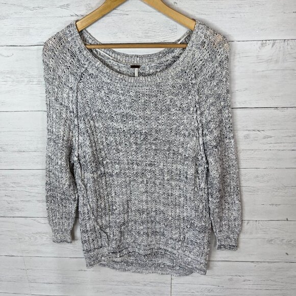 Free People Sweater Womens SZ S/P Raw Edge Inside Out Open Knit Tunic Boho Indie - Picture 6 of 16